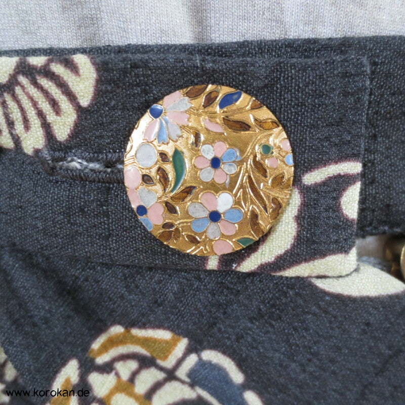 Bias Cut Rock aus Kimono Wolle Seide Tsumugi mit lauter Mon