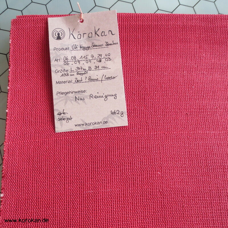 silberner Bambus auf rot - pink Sommer Nagoya Obi