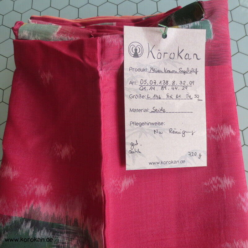 Segelschiffe Meisen Seiden Japan Art Deco moderner Kimono