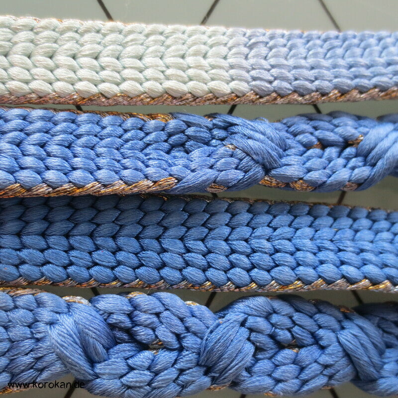 blaues Zopfmuster, Goldkante Obijime, Seide / Lurex