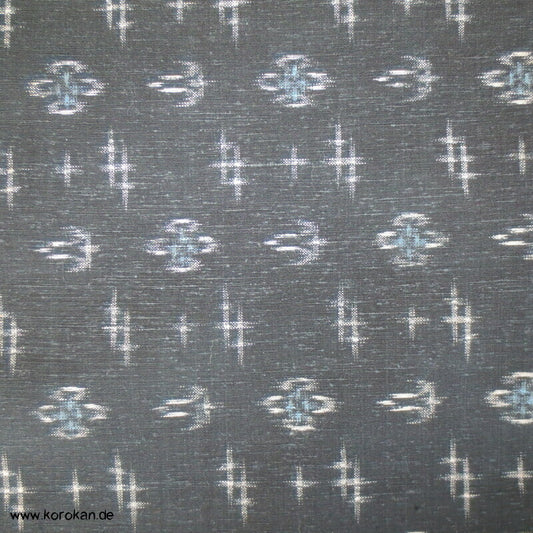 Kreuze, Blüten Kasuri in anthrazit Kimono Baumwollstoff