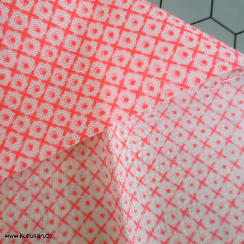 Juban Kimono Wollmusselin Hitta Kanoko Dots in neonpinkorange