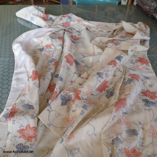 semitransparenter Hitoe - ungefütterter Kimono, Hanf / Seide