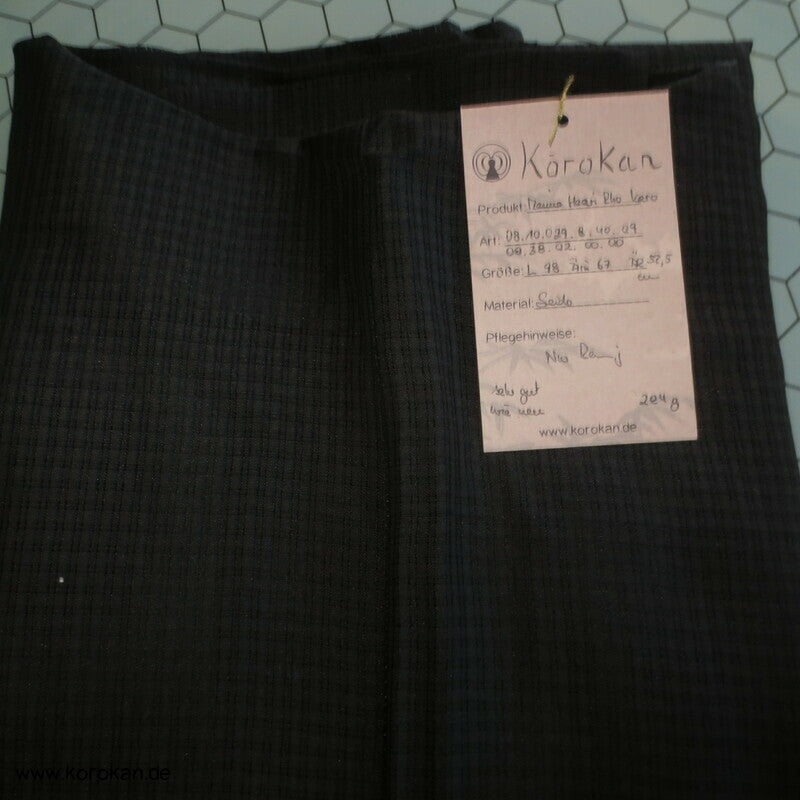 Männer Haori Kimono Jacke schwarze Karo Dreher Seidengewebe