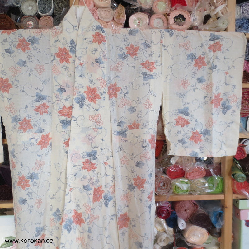 'semitransparenter Hitoe - ungefütterter Kimono, Hanf / Seide