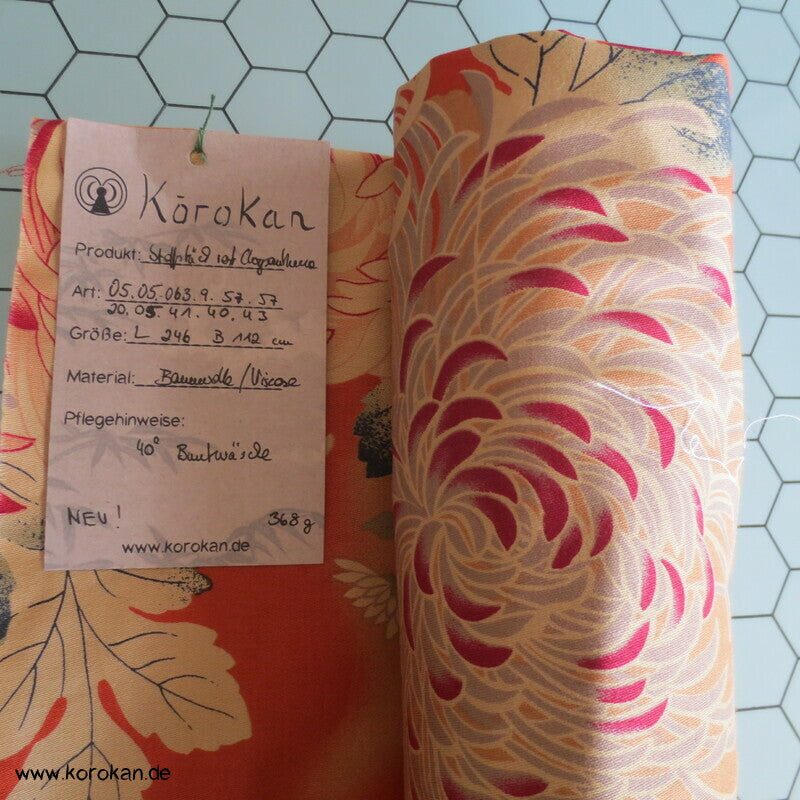 Baumwollköper mit großen Chrysanthemen - Futon Bezugsstoff