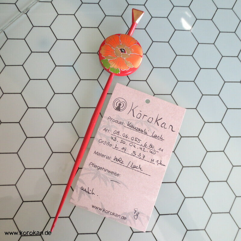 japanischer Lack Holzhaarstab, Blüte / Bambus