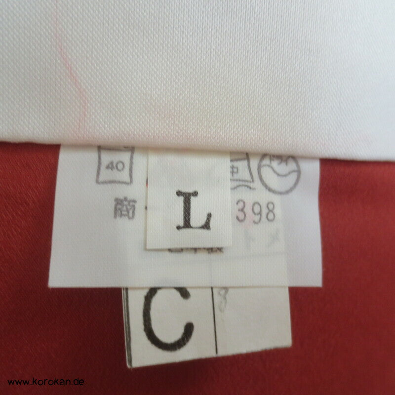 japanischer Ume Blüten auf dunkelrot Chu Furisode - Synthetik, waschbar