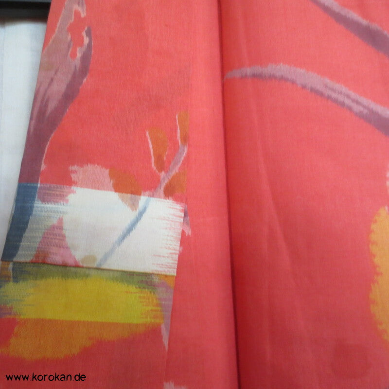 Japan Art Deco azalee mit Iris in Kreisen Meisen Seiden Kimono