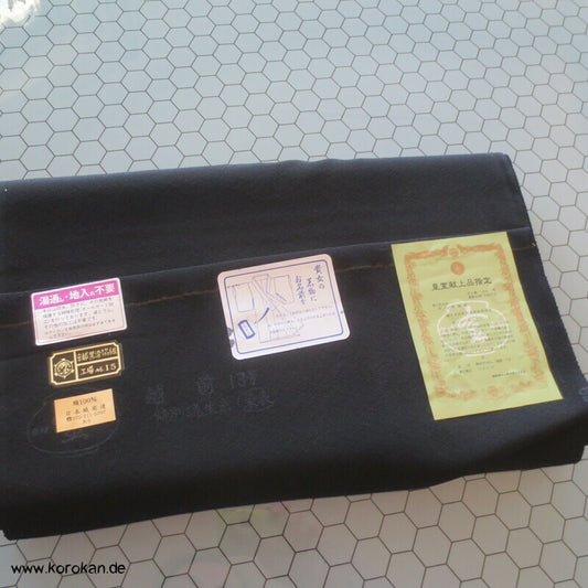 Stoffballen japanische Chirimen Crepe Seide, schwarz Imperial Mofuku