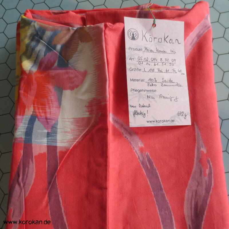 Japan Art Deco azalee mit Iris in Kreisen Meisen Seiden Kimono