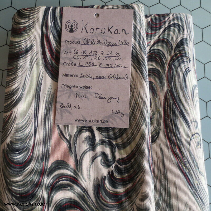 Wellen Nagoya Obi, feiner leichter Rips mit Druck