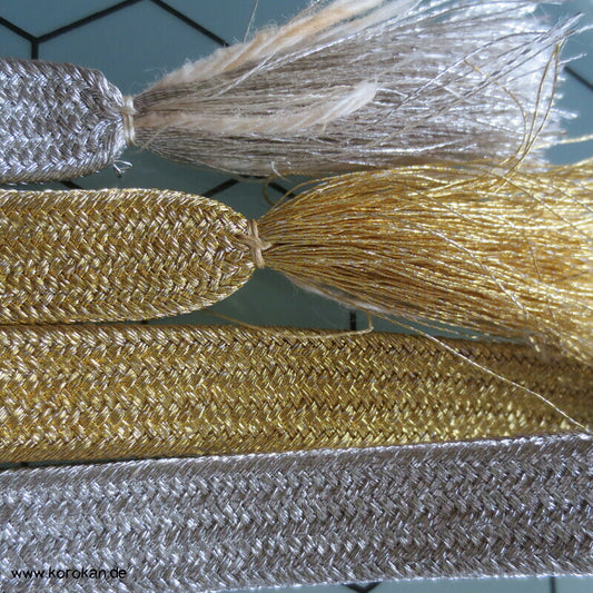 halb gold, halb silber Obijime, Seide / Lurex