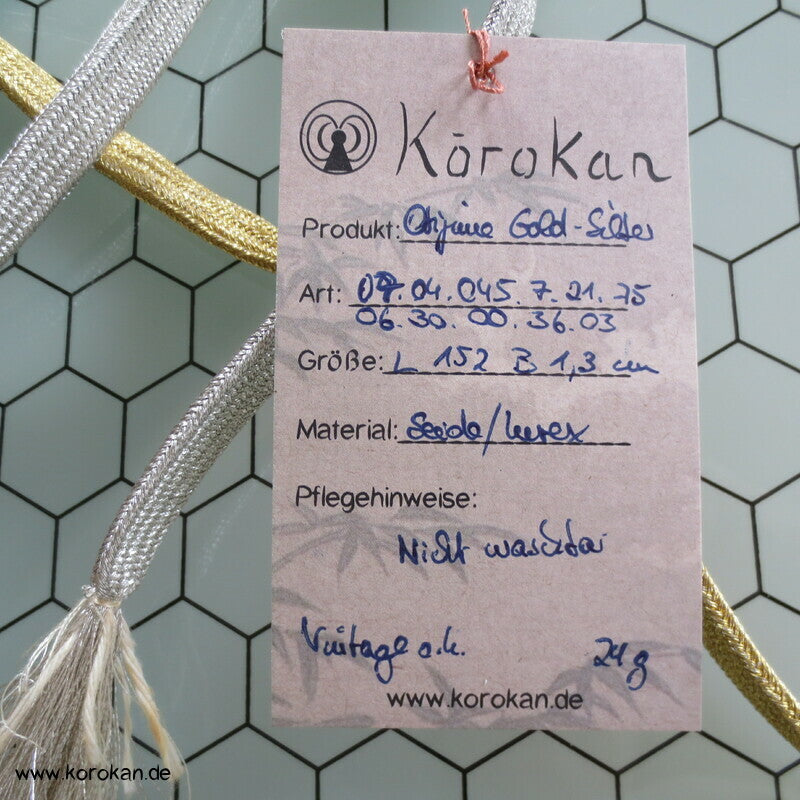 halb gold, halb silber Obijime, Seide / Lurex