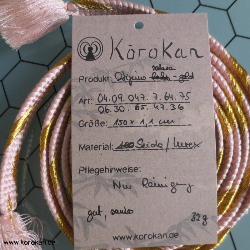 sakura Gold - diagonal Vintage Obijime, Seide / Lurex