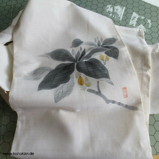 handgemalter Mispelzweig Sommer Nagoya Obi