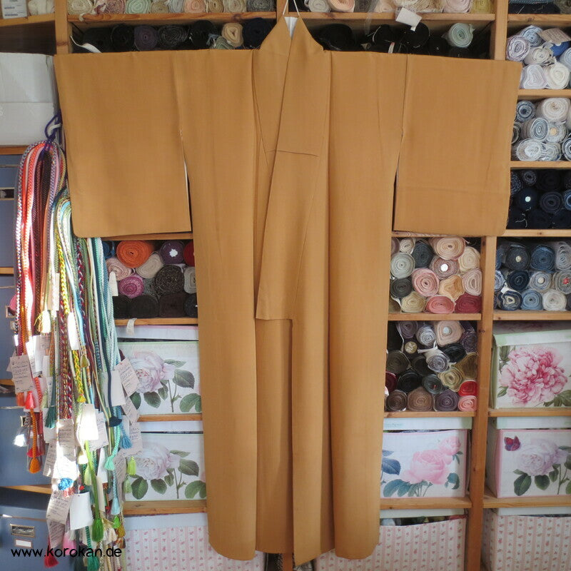 blass senf Chirimen Crepe Seiden Iromuji