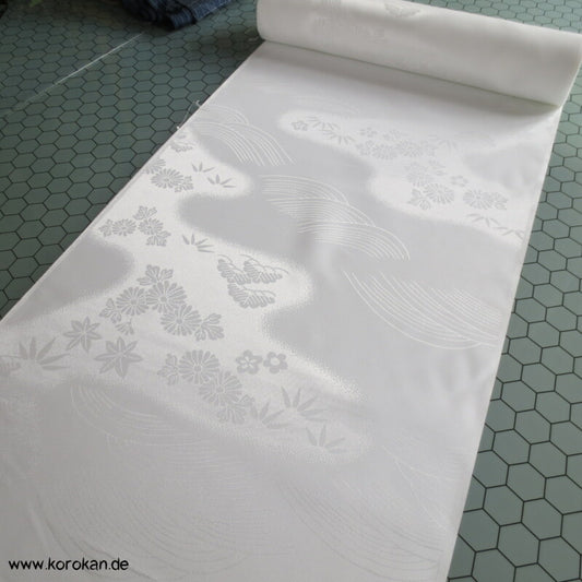 Wellen, Bambus, Ahorn weißer Juban / Futter Polyester Damast