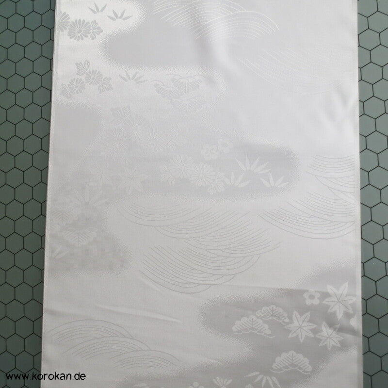 Wellen, Bambus, Ahorn weißer Juban / Futter Polyester Damast