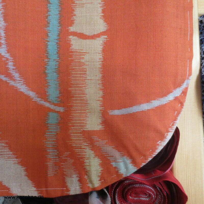 Japan Art Deco Bambus auf persimmon orange Meisen Seiden Kimono