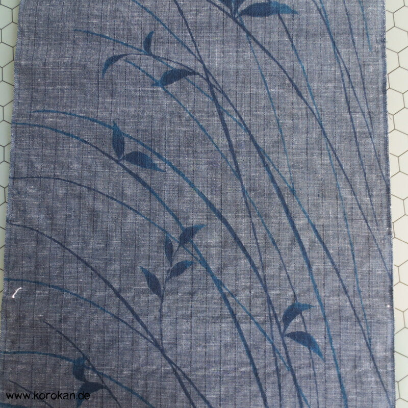 jeansblaue Zweige - leicht transparent, Kimono Tanmono