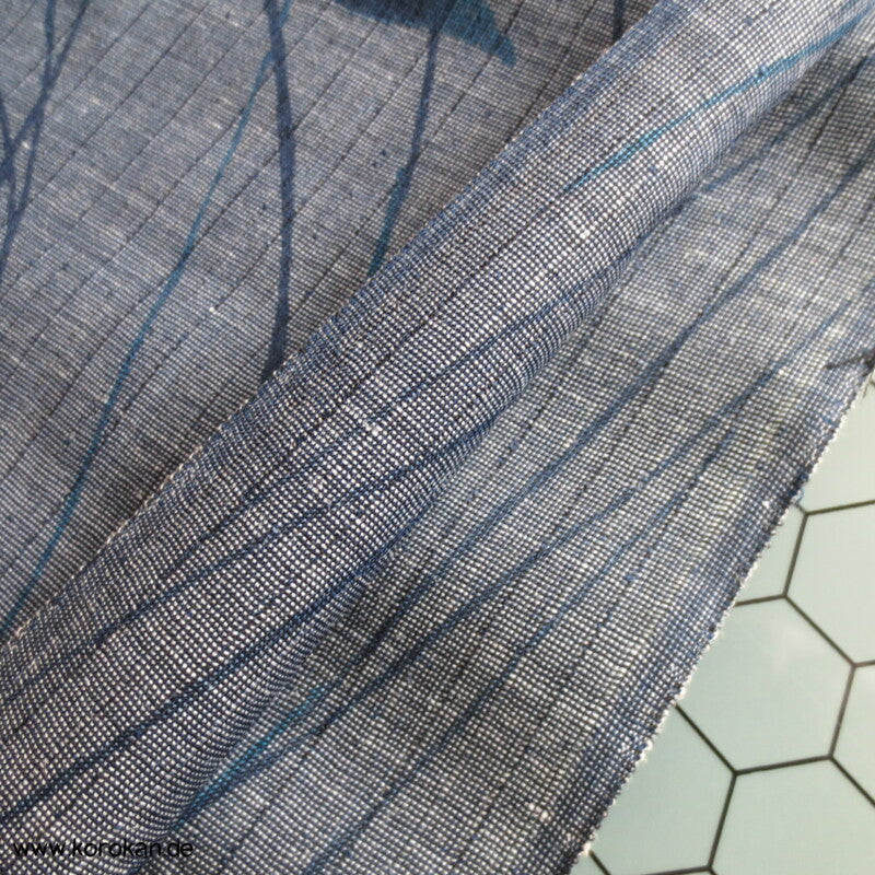 jeansblaue Zweige - leicht transparent, Kimono Tanmono