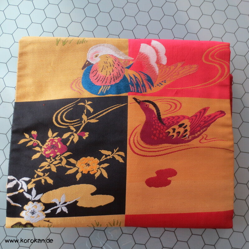 Mandarinenten auf Karo antiker Nagoya Obi