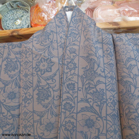 Arabesken Streifen, taupe - blaugrau Komon Kimono