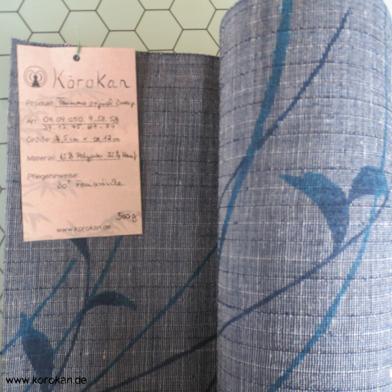 jeansblaue Zweige - leicht transparent, Kimono Tanmono