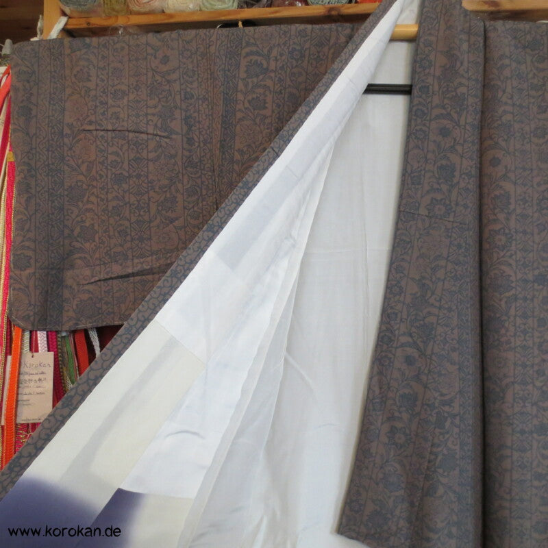 Arabesken Streifen, taupe - blaugrau Komon Kimono