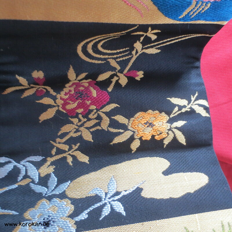 Mandarinenten auf Karo antiker Nagoya Obi