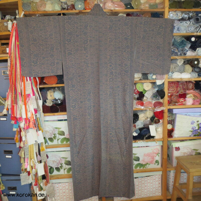 Arabesken Streifen, taupe - blaugrau Komon Kimono