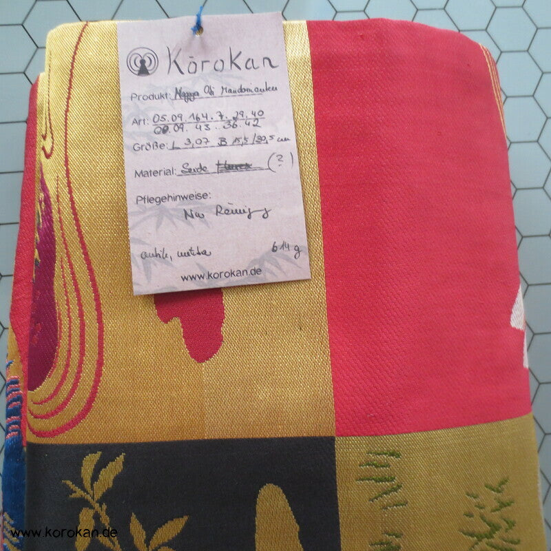 Mandarinenten auf Karo antiker Nagoya Obi