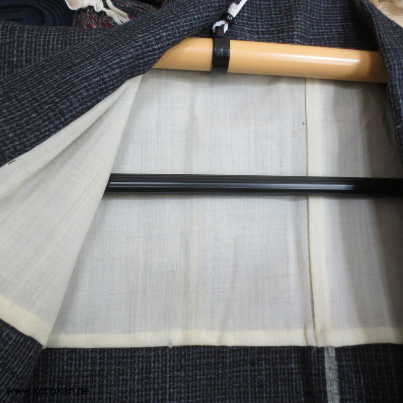 fein karierte Kasuri Tsumugi Seide Hitoe Kimono, wie neu
