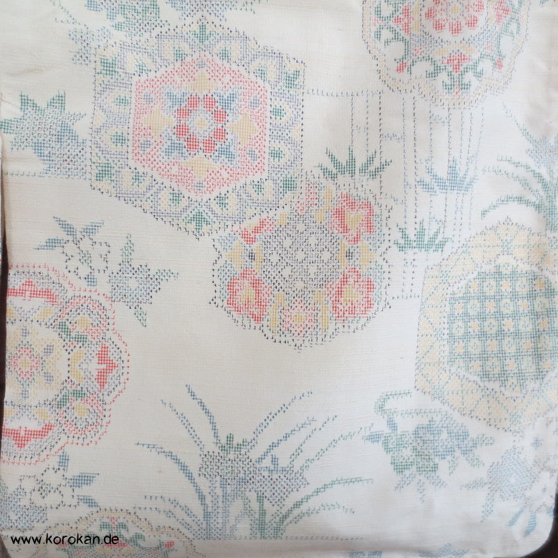 Iris, Spiegel, Bambus Kasuri Tsumugi Seiden Kimono