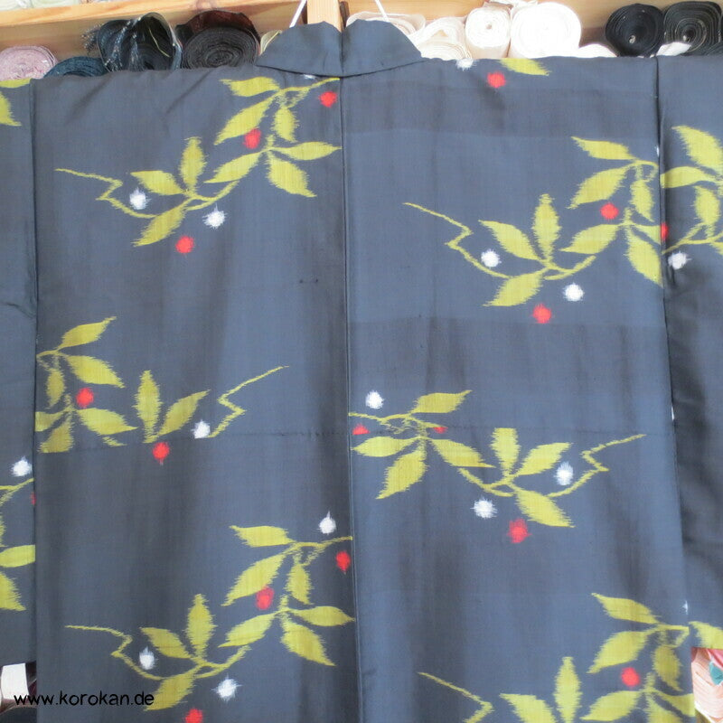 Japan Art Deco Zweige Meisen Seiden Kimono