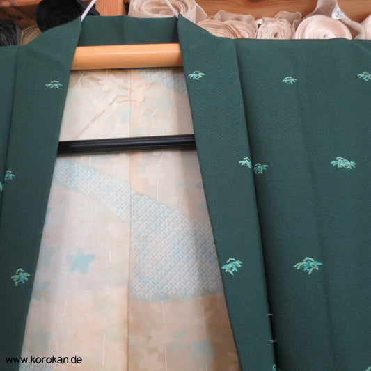 japanische Bambus auf Seidencrepe Haori Kimono Jacke