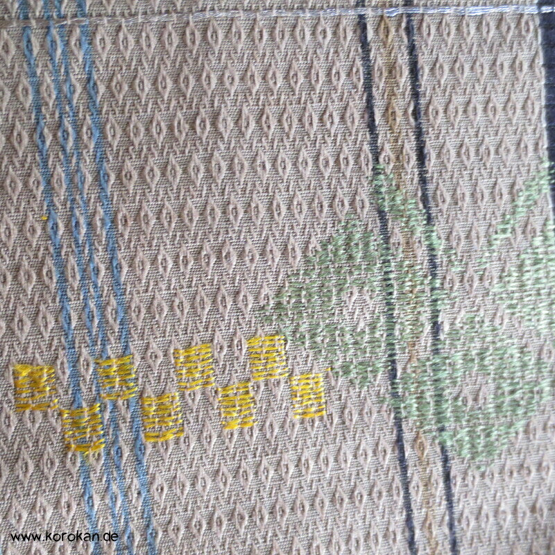 Spatzen im Bambus Fukuro Obi, reversibel, geometrisch, Stickereien