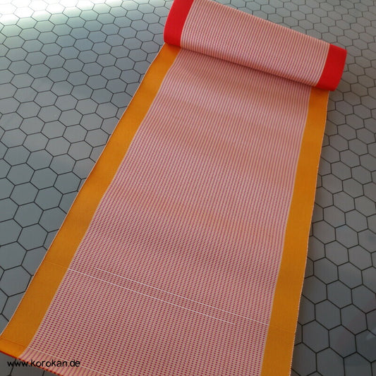 beige, gelb, rot doppelseitiger Obi Rips