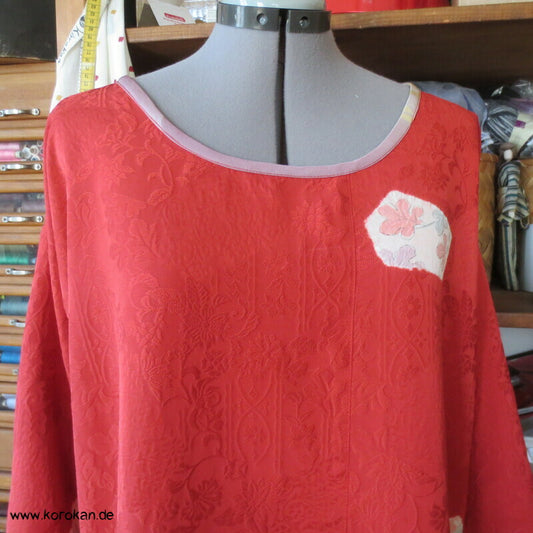 loses Blusen Shirt aus Seiden Jacquard mit Shibori Kiribame Mustern