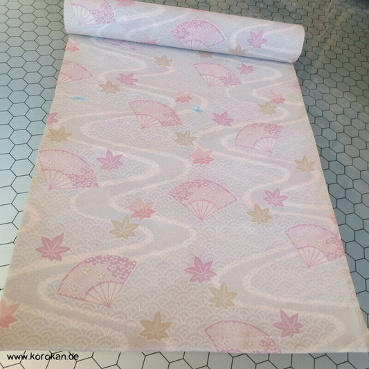 Wellen, Fächer, Blätter, Segaiha Juban Kimono Wollmuslin Stoffrolle