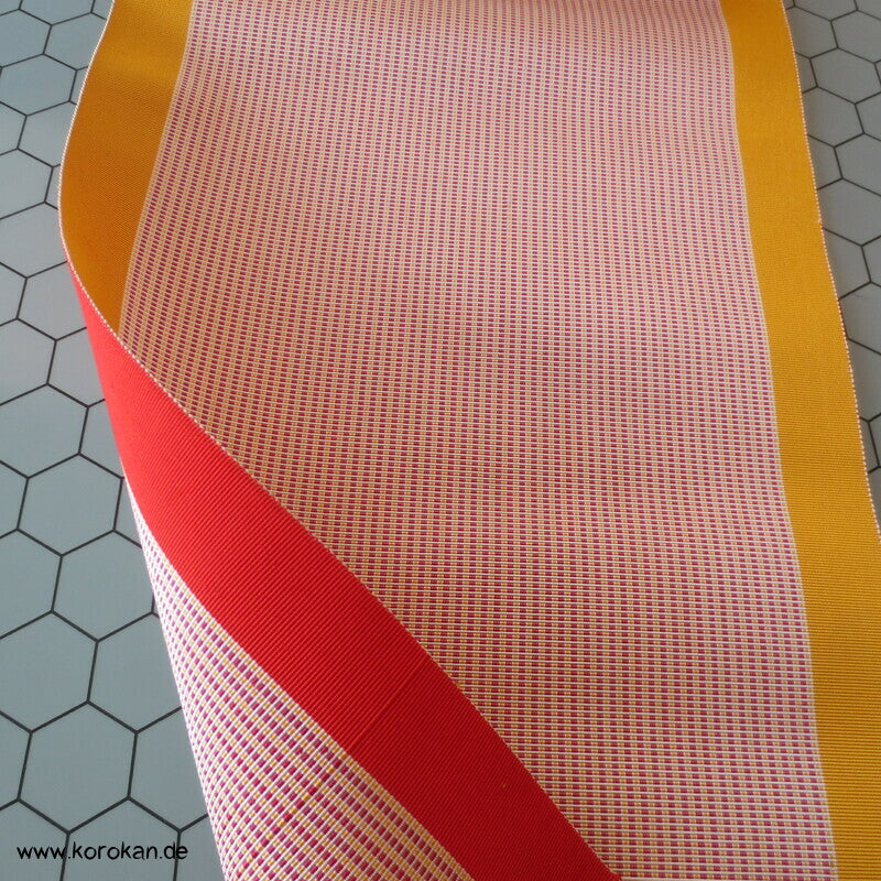 beige, gelb, rot doppelseitiger Obi Rips