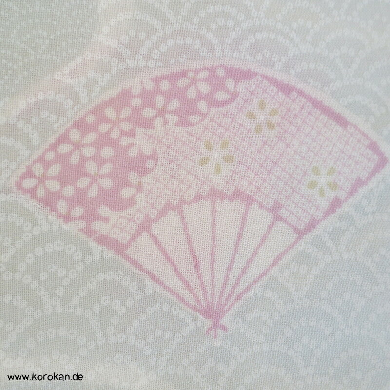 Wellen, Fächer, Blätter, Segaiha Juban Kimono Wollmuslin Stoffrolle