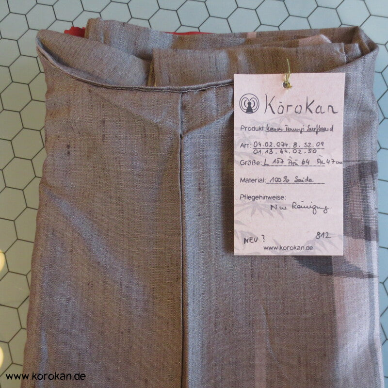 Kranich Kasuri grau - bunt Tsumugi Kimono