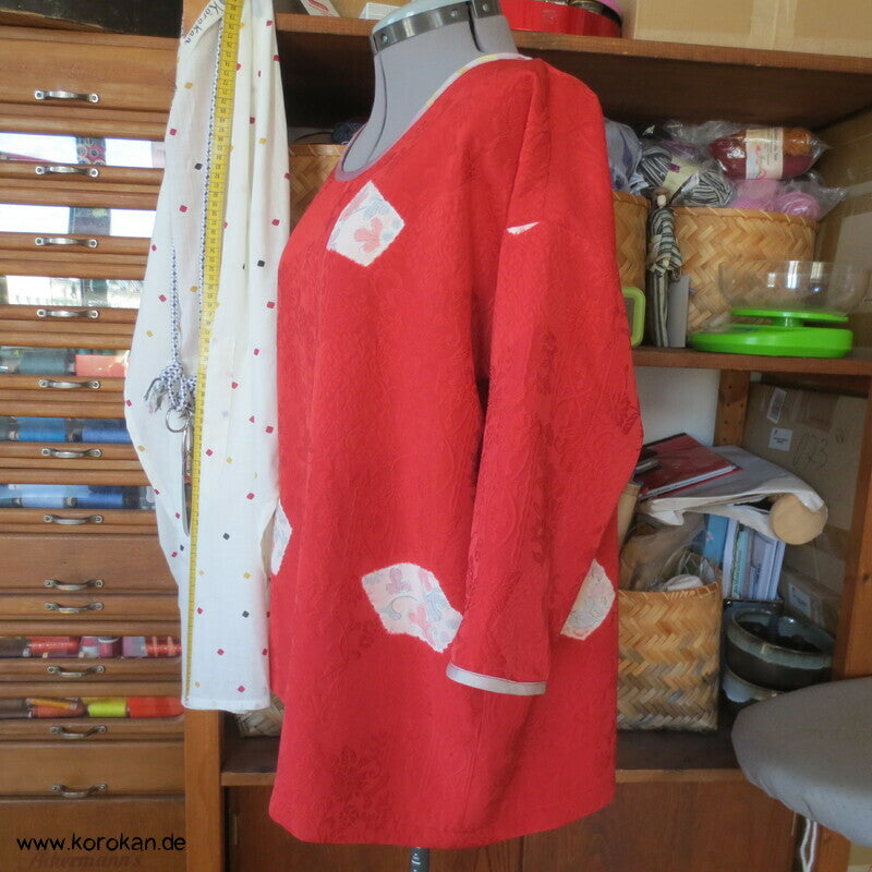 loses Blusen Shirt aus Seiden Jacquard mit Shibori Kiribame Mustern