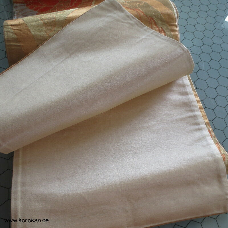 Phönixe in Tatewaku Seidenbrokat Fukuro Obi, rotgolden