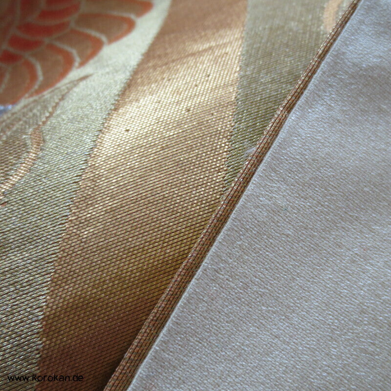 Phönixe in Tatewaku Seidenbrokat Fukuro Obi, rotgolden