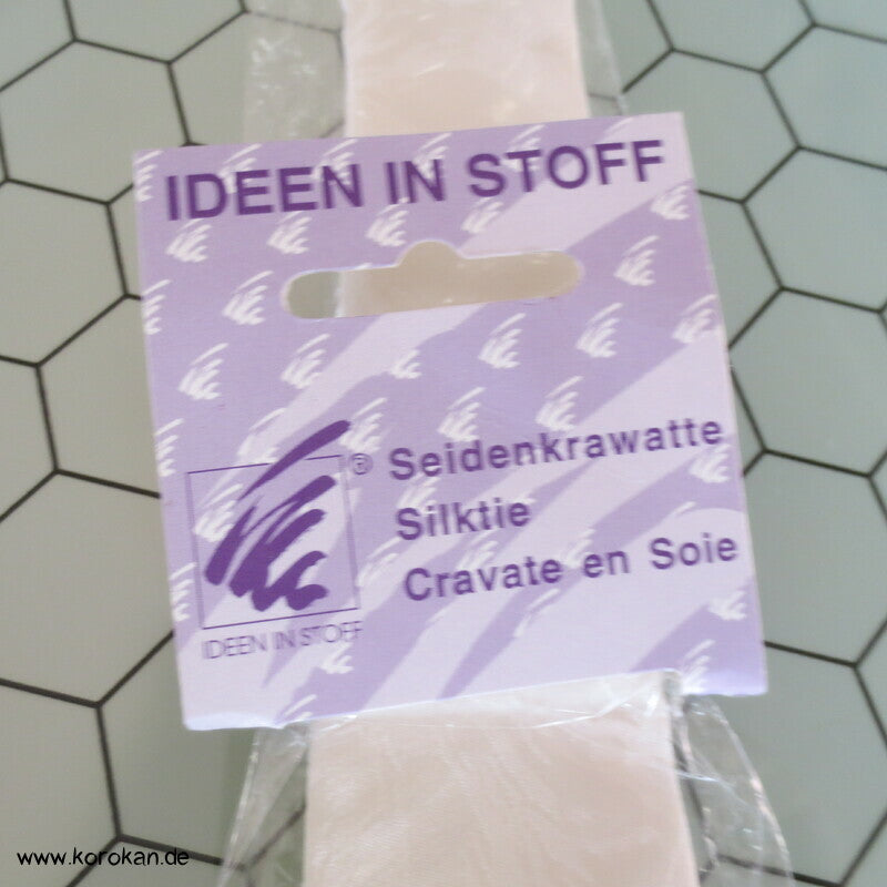 Krawatte Seide natur Damast gewebte Blüten - neu