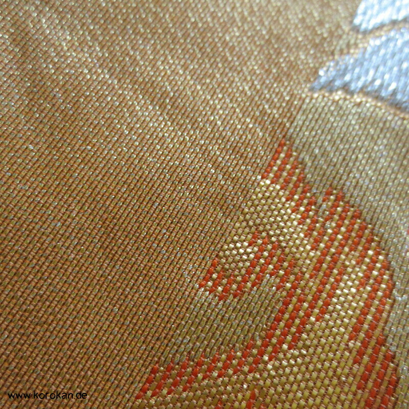 Phönixe in Tatewaku Seidenbrokat Fukuro Obi, rotgolden