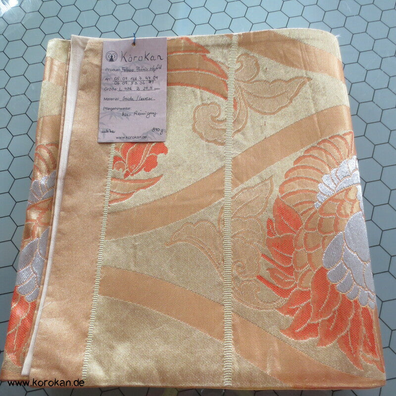 Phönixe in Tatewaku Seidenbrokat Fukuro Obi, rotgolden